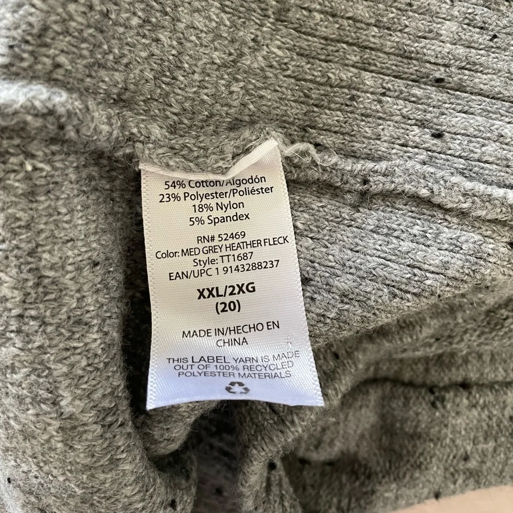 Time and Tru long sleeve cowl neck long tunic sweater dress XXLarge heather grey - Picture 8 of 8